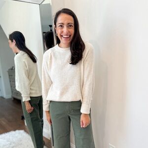 Old Navy Cream Waffle-Knit Crewneck Sweater